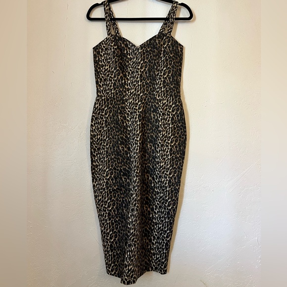 Vixen by Micheline Pitt Sweetheart Wiggle Dress Wild Leopard Print - Picture 4 of 10
